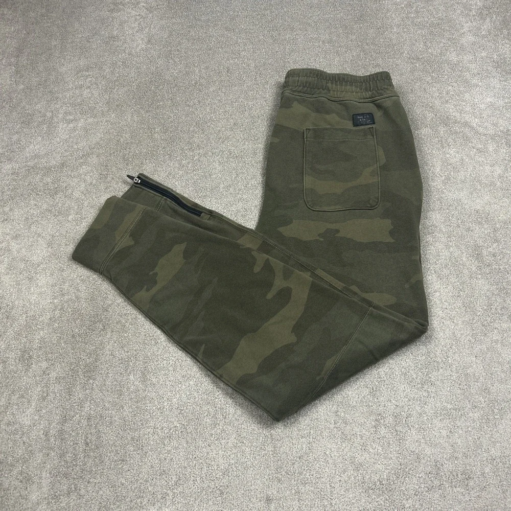 Abercrombie & Fitch Mens Camo Jogger Sweatpants Green Camouflage Medium Zip Legs